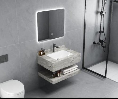 مغسلة رخام صناعي ابيض مقاس 100 سم