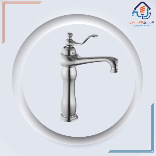 خلاط مغسلة عالي أسود كروم مقاوم للصدأ