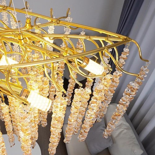 نجف مودرن 1200 ذهبي مع شفاف مع عسلي E14*13 لمبة