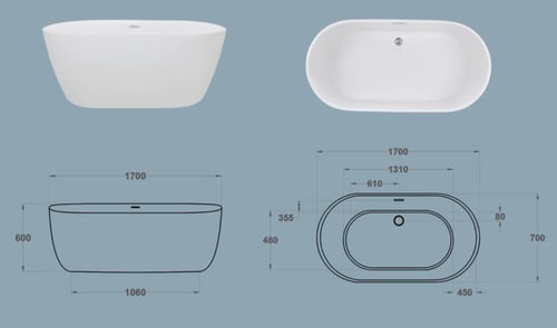 مغطس كلاسيك ألبا لون ابيض مقاس 140* 70 صناعه بحرين...