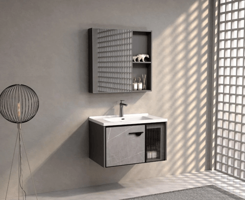 مغاسل بخزانة المنيوم مقاس 60 - 80 بألوان ابيض - رم...