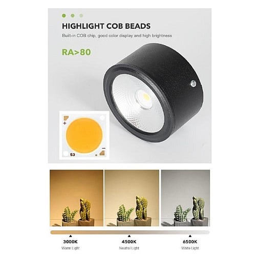 اضاءة سقف اسود كشاف سلندر 9 سم 10 واط إنارة سقف صف...