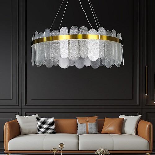 نجف مودرن شكل ذهبي مع اشراقة متعددة الألوان ( كريم...