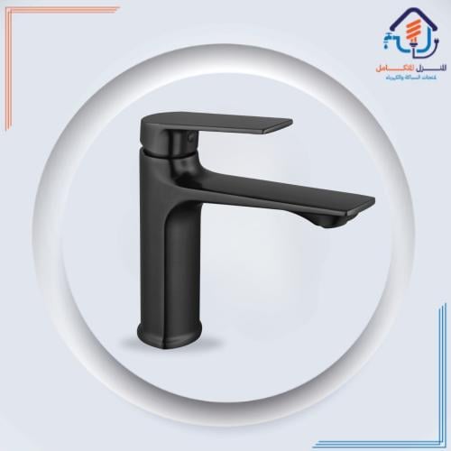 خلاط مغسلة وسط لون أسود مقاوم للصدأ