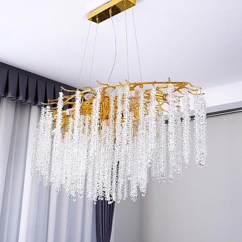 نجف مودرن العرض 1.60 متر ذهبي مع شفاف E14*16L مقاس...