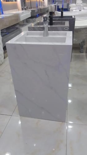 مغاسل ديكور رخام حوض واحد ابيض بدون ديكور رخام جان...