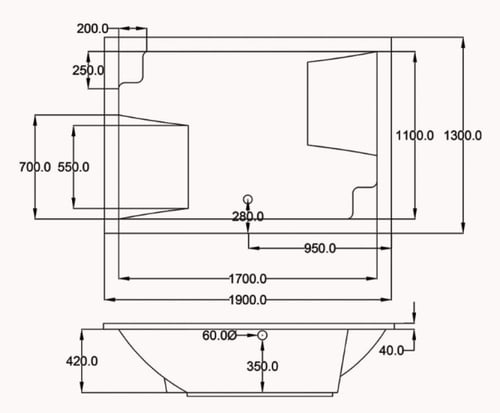 جاكوزي بارادايس فل كامل مقاس 190*130 صناعه بحريني...