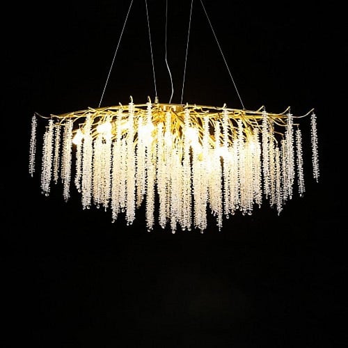 نجف مودرن العرض 1.60 متر ذهبي مع شفاف E14*16L مقاس...