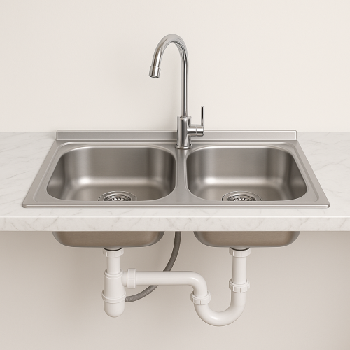 مجلى حوضين استيل 60*100 موديل كوري - التقنية الوطن...