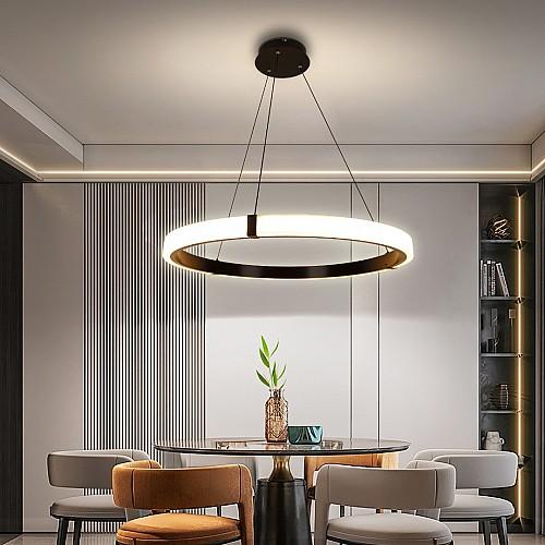 نجف مودرن حلقة اسود لون الانارة 3اضاءات 105 واط مق...