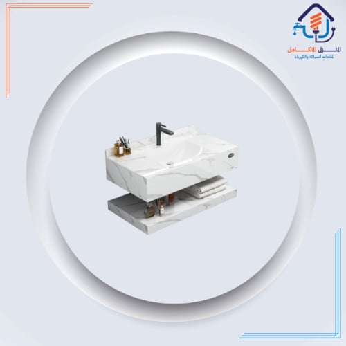 مغسلة بديل رخام صناعي - أبيض عرق رمادي