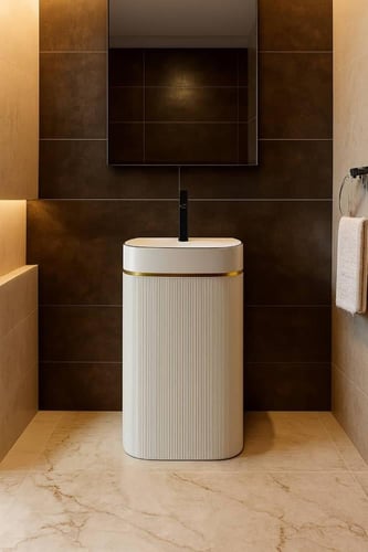 مغسلة حمام برميل مودرن لون ابيض مستطيل