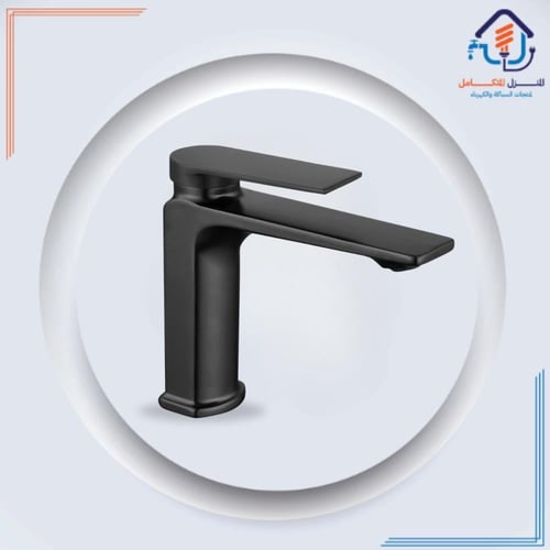 خلاط مغسلة وسط لون رمادي مطفي مقاوم للصدأ