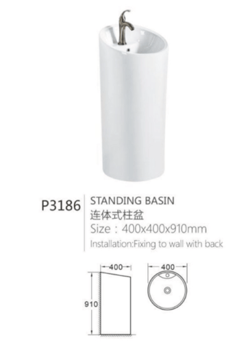 مغسلة خزف برميل ابيض مودرن بدون مرايا