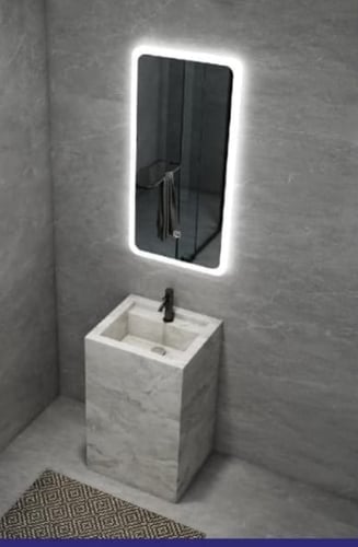 مغاسل ديكور رخام حوض واحد بدون ديكور جانبي