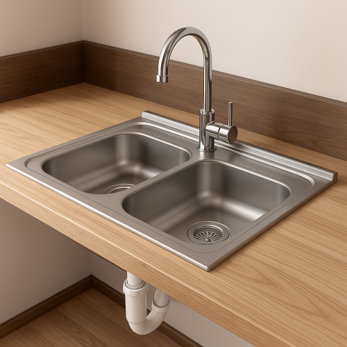 مجلى حوضين استيل 60*90 موديل كوري - التقنية الوطني...