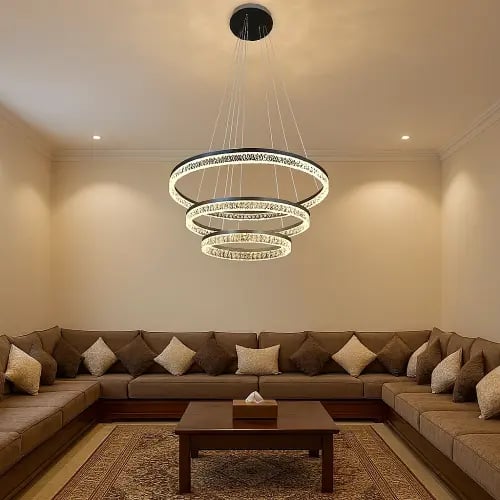 نجف مودرن قطر 40*60*80 سم فضي لون الانارة 3اضاءات...