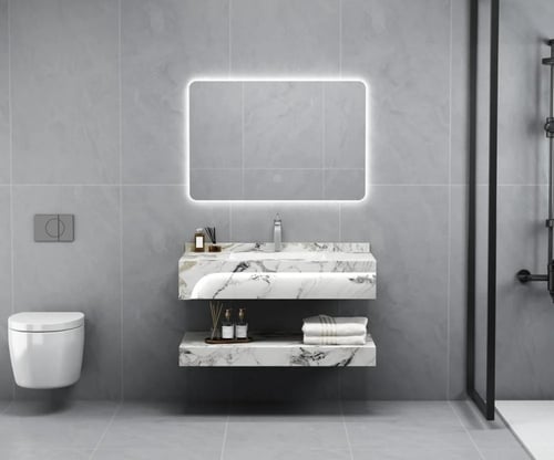 مغاسل ديكور رخام صناعي مقاس 80 سم رمادي