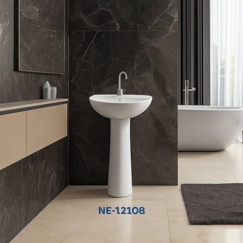 مغسلة خزف أرضى مودرن لون ابيض بدون خلاط