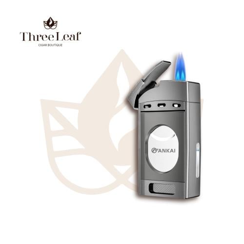 Fankai 2in1 Double Jet Flame Cigar Lighter Metallic Gray