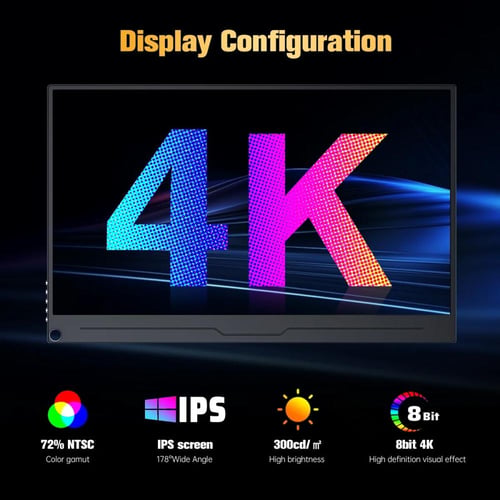 شاشة HOWENS مقاس 15.6 بوصة 4K FHD محمولة ومكبرات ص...