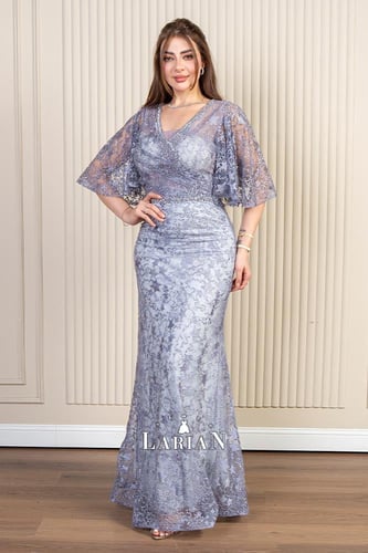 فستان سهره كحلي ذات شجيرات هادئه بقصه راقيه-لاريان...