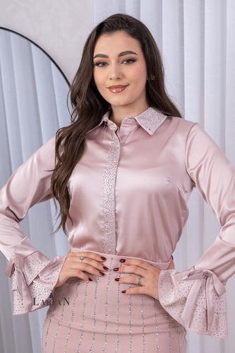 طقم لحمي مطرز بفصوص - لاريان ستور