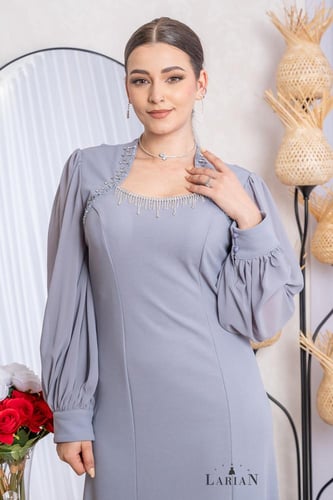 فستان رصاصي باكسسوار كلاسيكي - لاريان ستور