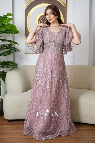 فستان سهره وردي ملكي - لاريان ستور