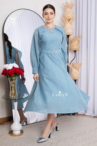 فستان ميدي بحزام واكسسوار - لاريان ستور