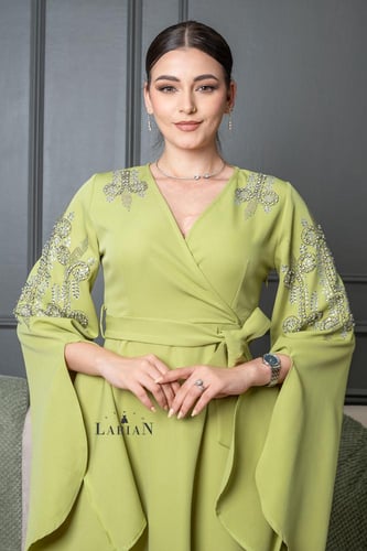 فستان تفاحي لف بفصوص انيق - لاريان ستور