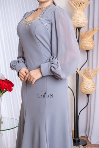 فستان رصاصي باكسسوار كلاسيكي - لاريان ستور