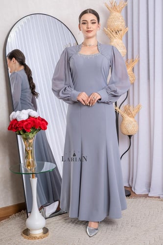 فستان رصاصي باكسسوار كلاسيكي - لاريان ستور