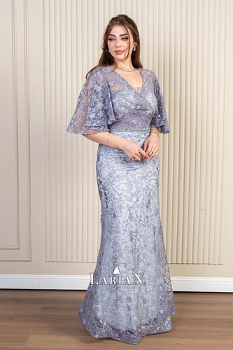 فستان سهره كحلي ذات شجيرات هادئه بقصه راقيه-لاريان...