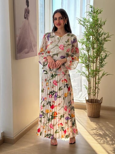 فستان مشجر طويل تطريز فصوص - لاريان ستور