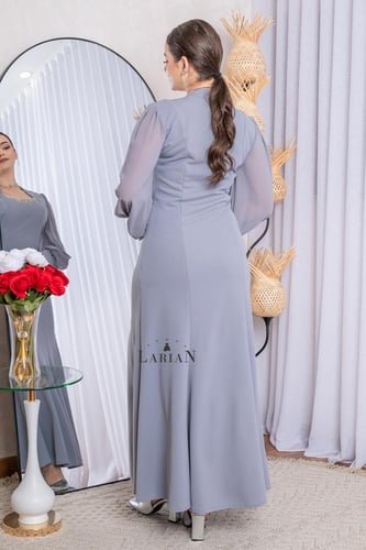 فستان رصاصي باكسسوار كلاسيكي - لاريان ستور