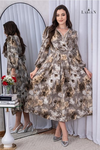 فستان ميدي مشجر بفصوص- لاريان ستور