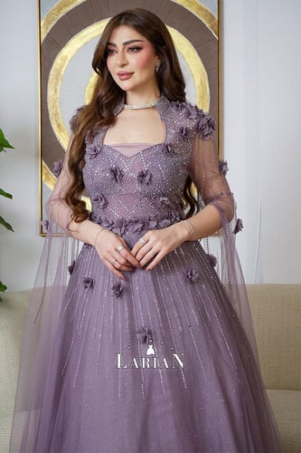 فستان سهره موف من التل الفاخر مع اكمام طويل - لاري...
