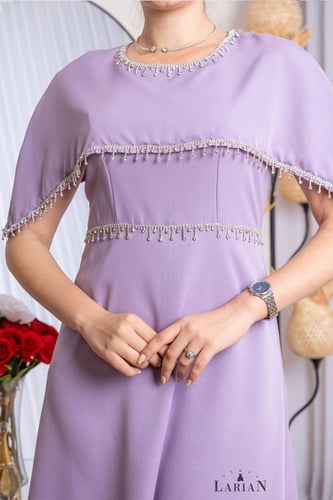 فستان بنفسجي كلاسيكي باكسسوار انيق - لاريان ستور