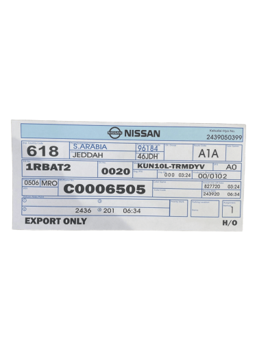 Front glass print Nissan