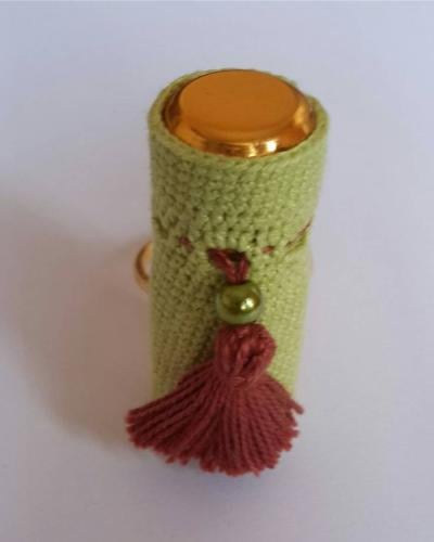 تعليقة مفاتيح كروشيه بيت لربع تولة زجاج فارغة انوا...