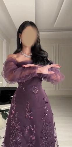 فستان تل مطرز بورد