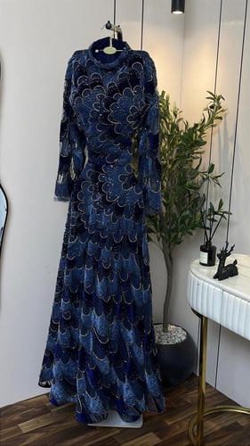 فستان كحلي قطعتين