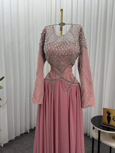 فستان سهره وردي فخم