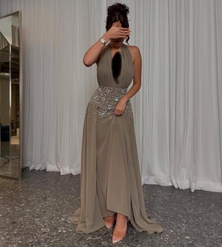 فستان شيفون دبل كلوش