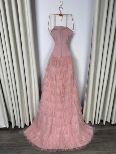 فستان تل تيواني وردي