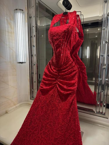 فستان دانتيل سهره بتطريز خرز