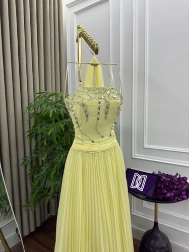 فستان سهره ليموني