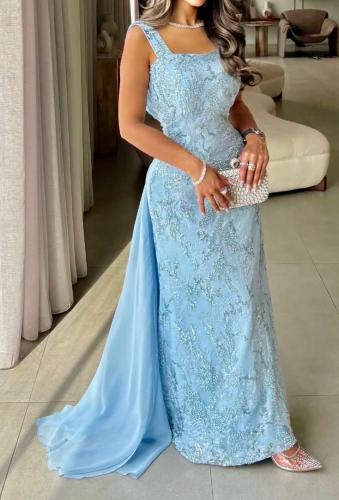 فستان باربي-جورجيت-دانتيل سماوي