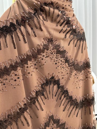 فستان تل تطريز خرز